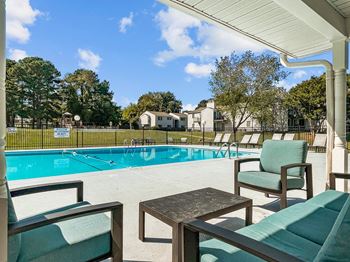 Pool With Relaxing Chairs at Rosen at North Hills, North Carolina, 27609